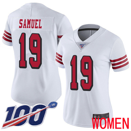 San Francisco 49ers Limited White Women Deebo Samuel NFL Jersey #19 100th Season Vapor Untouchable Rush